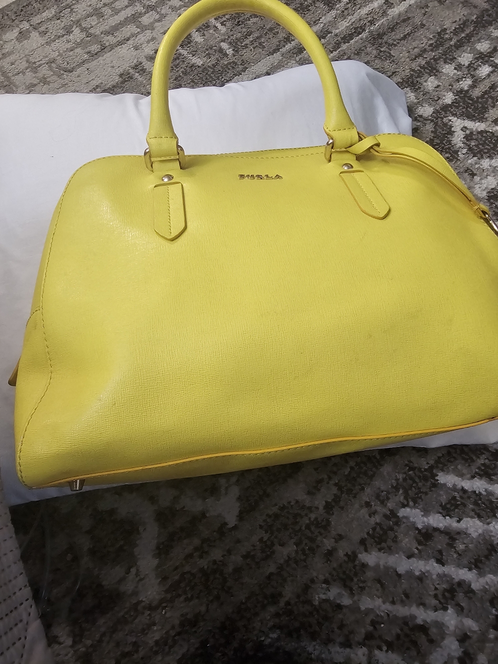 Furla Yellow Saffiano Dome Satchel